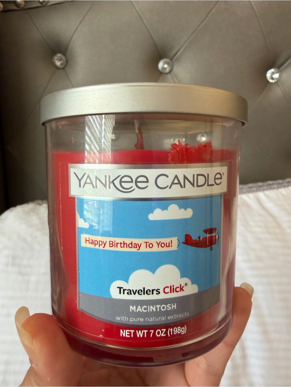 Yankee Candle Red Macintosh 7 oz Jar with Silver Lid